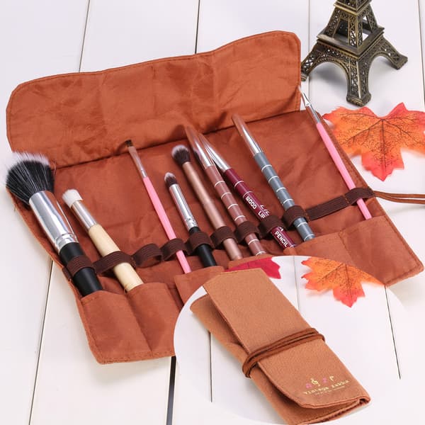 Makeup Canvas Wrap Roll Up Pen Pencil Makeup Bag Case Holder Makeup Brush Retro Romantic Bag