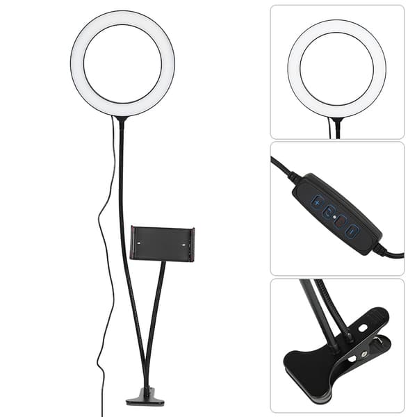Universal justerbar Selfie Ring Light Fyldlys med støttebeslag Telefonclips til liveudsendelse