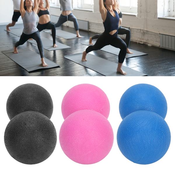 TPR Yoga Massage Ball Muscle Relax Portable Fitness Body Fascia Exercise Ball Set(Black Rose Red Blue ) Noir + Rose Rouge + Bleu