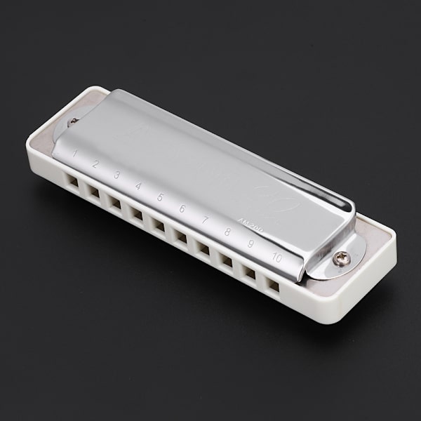 KONGSHENG AM-20D Fosfor Bronze Reed 10 Huller 20 Tone Blues Harmonika i A-Dur (Hvid)