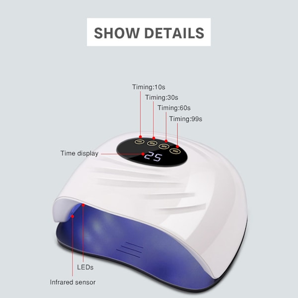 Intelligent 90W Nagelkonstlampa Torktumlare Gel Polish Härdande UV/LED Ljus Manikyrverktyg EU-kontakt 110~240V