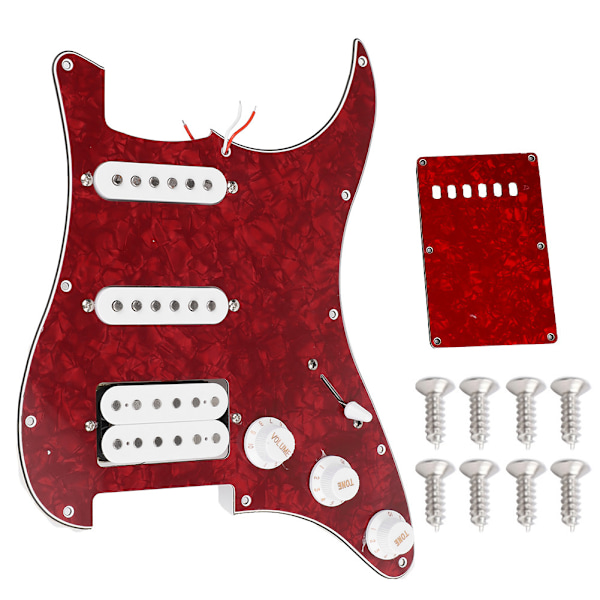 11 Holes Loaded Pre wired Pickguard Pickups Set Accessories For Electric Guitar(red pearl)