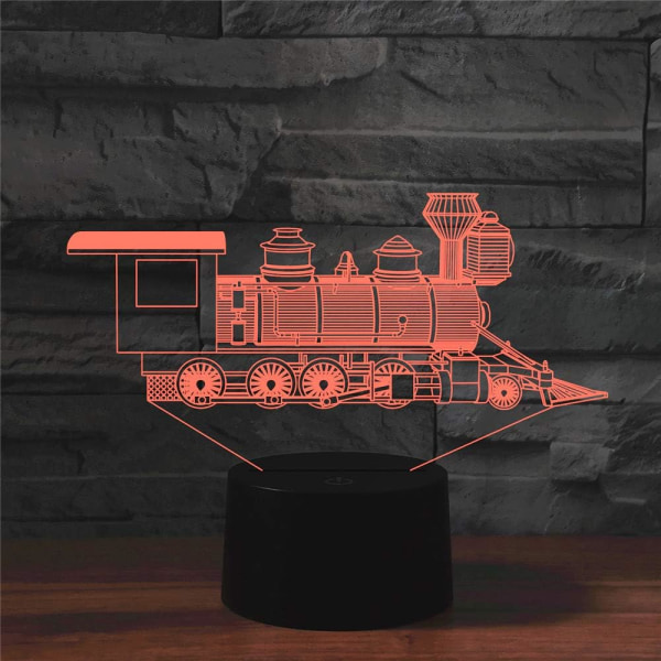 WJ 3D Lokomotiv Fjernbetjening 16 Farve Natlys Illusion Akryl LED Bordlampe Sengelampe Børns Soveværelse Skrivebordsdekoration Fødselsdagsgaver Legetøj til Børn