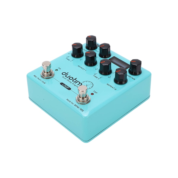 Dual Delay Engine Effekt Elektrisk Gitarr Flera Lägen Fördröjningar Pedal med 40 Sekunders Stereo Loop