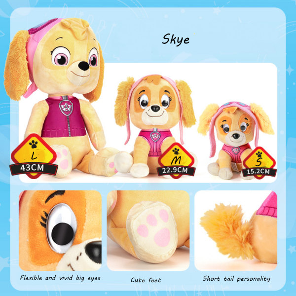 PAW Patrol -lelu PAW Patrol -pehmolelu Koiranukke Lasten lelulahja - Skye - M (22,9 cm) Skye M(22.9cm）