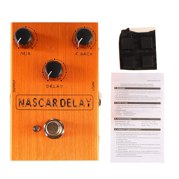 Forsinkelseseffektpedal BBD-brikke 3 knotter Effektor for elektrisk gitar Ytelse Solo Orange