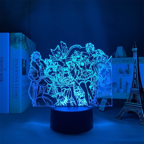 3D Natlampe til drenge og piger, Manga Fairy Tail figur Natsu Lucy Anime Illusion lampe LED natlampe til børneværelse dekoration julegaver