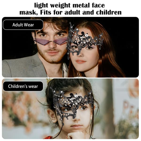 Spetsmask för vuxna, bekväm elastisk passform med mjukt material, perfekt för kostymfester Black
