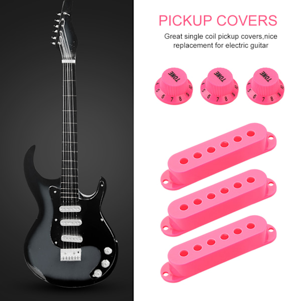 3 stk. Pickup-covers i plast til single coil, 48mm, 50mm og 52mm, til udskiftning på elguitar (pink)