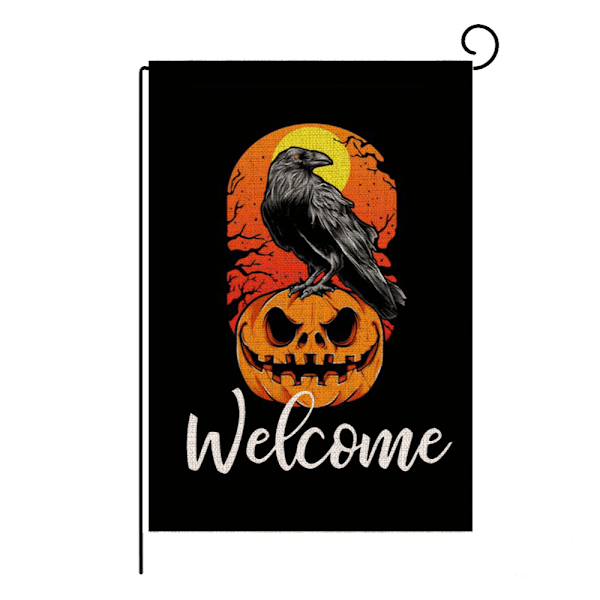 Halloween-puutarhalippu, Onnellinen Halloween-puutarhakoriste ulkona, pellavainen kaksisivuinen pystysuora halloween-verannan koriste 12,5 x 18 tuumaa (14)