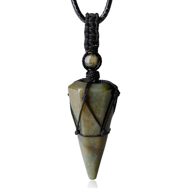 Helende krystalsten spids halskæde justerbar sort reb naturlige ædelsten vedhæng halskæder smykker til mænd kvinder Multi Indian Agate