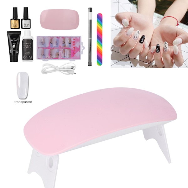 Nagelkonstverktyg Set Nagel torklampa Förlängningslim Byggare Manikyr Förlängning Transparent