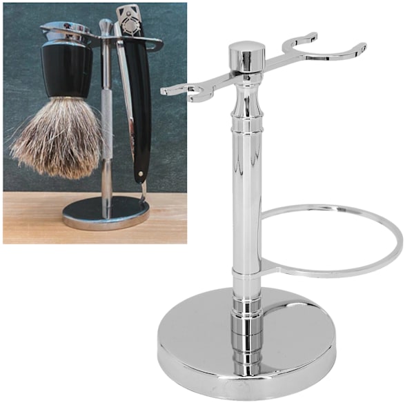 Barberhøvel- og koststativ i legering, rustfritt, stabilt, minimalistisk, universelt barberkoststativ for menn