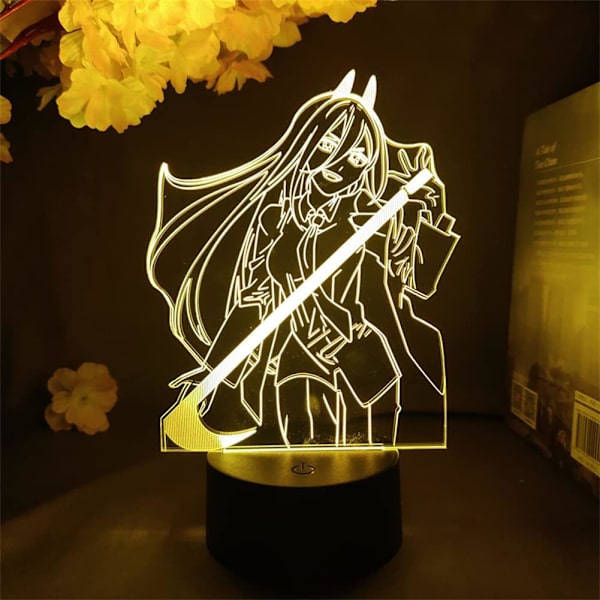 WJ 3D Lampe Anime Chainsaw Man Figur Power Lampe Farverig Led Illusion Natlys Soveværelse Sengekant Dekoration Julegave Manga Chainsaw Man Lys