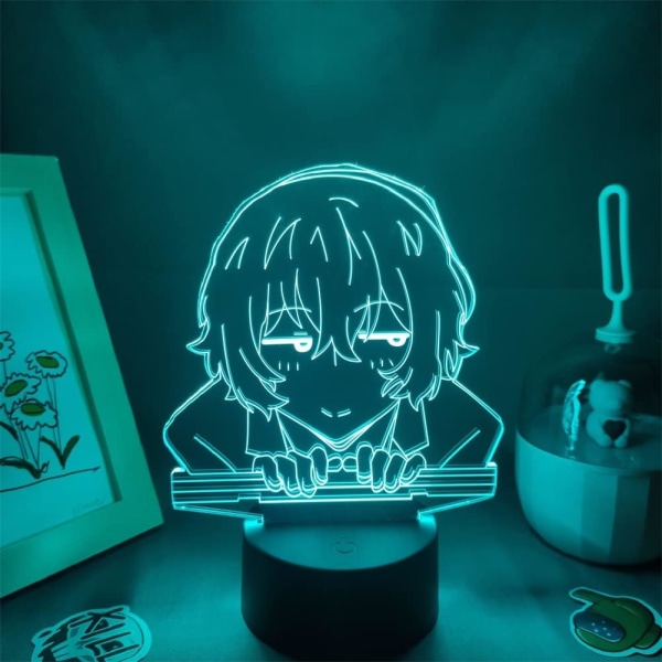 WJ Anime Lampa Bungo Stray Dogs Osamu Dazai Figur 3D Nattlampa för barn Touch / Remote RGB 16 Färgförändringar Rumsinredning Nakahara Chuya