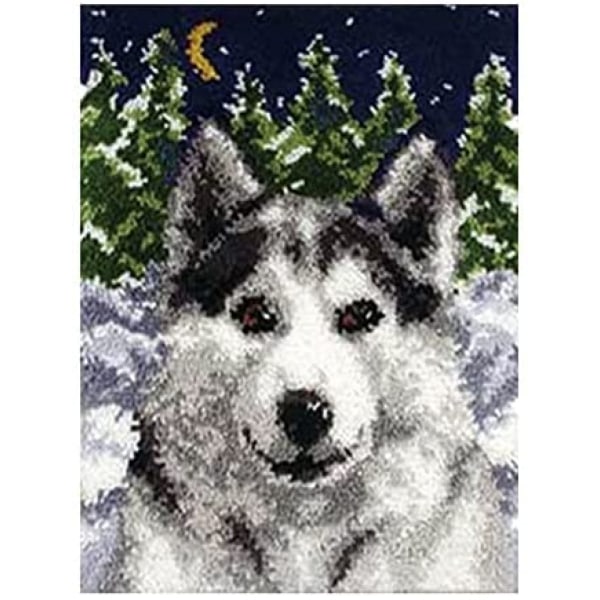 Gobelängkit Stitch Creative Wolf Mönster Latch Hook Rug Kits för nybörjare Vuxna Barn Tryckt Canvas Matt Tillverkning Kits DIY Virka Garn Kits,75×55Cm