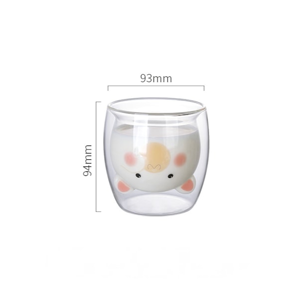 Söt kaffekopp björn tekopp mjölk dubbel lager transparent isolerad glas espressomugg rolig present (kattmugg)