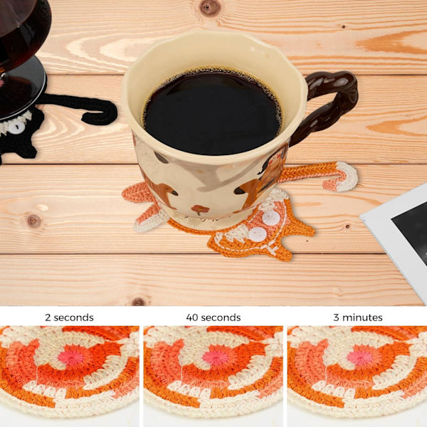 Kattgaver for Katt-elskere 3 stk Katt-underlag Vevd Kreativ Søt Katt-underlag Isolasjonsunderlag Kaffe og Te-underlag Skrivebordsgaver