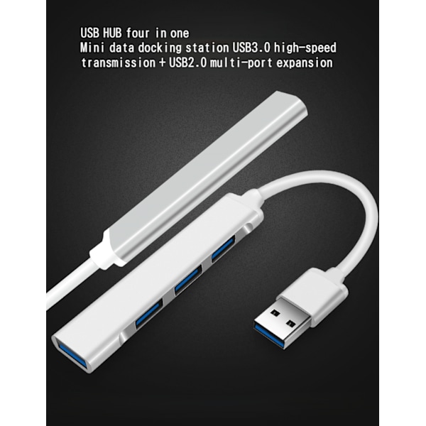 USB-splitter 3.0 hub, en drag fyra aluminiumlegering USB-förlängare mini dockningsstation tillbehör