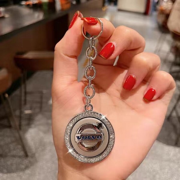 Nyckelring i metall med bilmärkeslogotyp, nyckelringskedja, nyckelring för män och kvinnor, allmän nyckelring, med anti-förlust O-ring (Volvo)