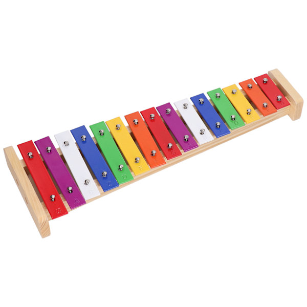 15 toner xylofon farverig pædagogisk glockenspiel xylofon instrument med 2 køller til børn