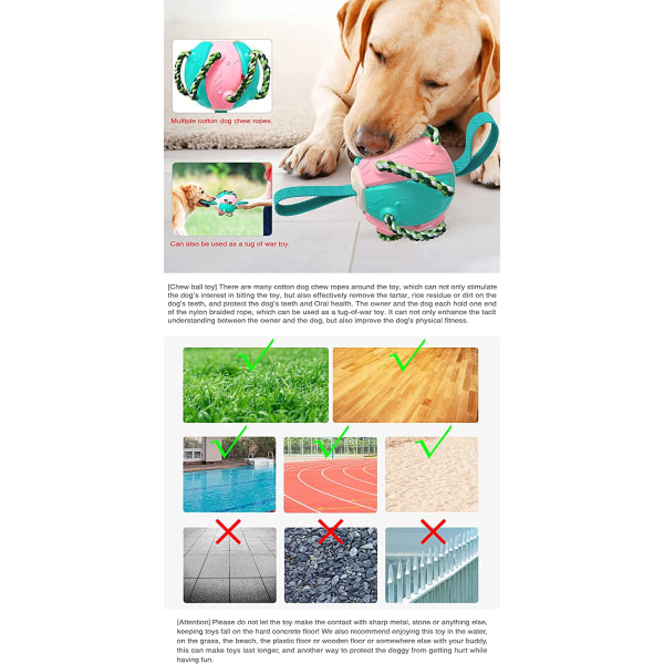 Hunde legetøj hund reb legetøj frisbee bold med kradse stykke græsning bold kæledyr tygge bold, produktstørrelse 14,6*14,6*14,2cm (5,7*5,7*5,5 tommer)