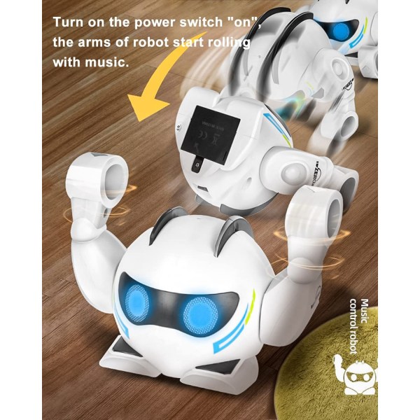Robot Legetøj til Børn: Berøringsfølsomme Robot Legetøj med Musik, Cool Interaktivt Rullende Dansende Smart Robot Legetøj til Børn i Alderen 2 3 4 5 6 7 8 År