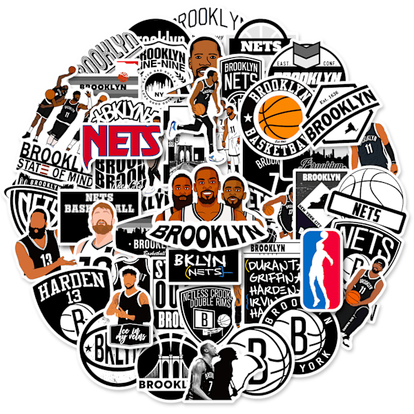 NBA-Nets Basketball Stars-klistremerker, sett med 50, vanntette og UV-bestandige, flotte til alle dingsene dine