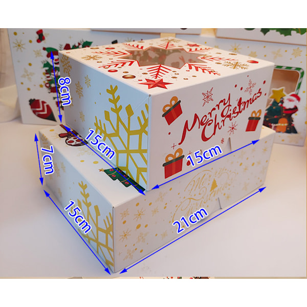 12-pack julbakade små bakverk, förpackade i kartonger, julkakslådor, muffinslådor (snögubbe - vit liten