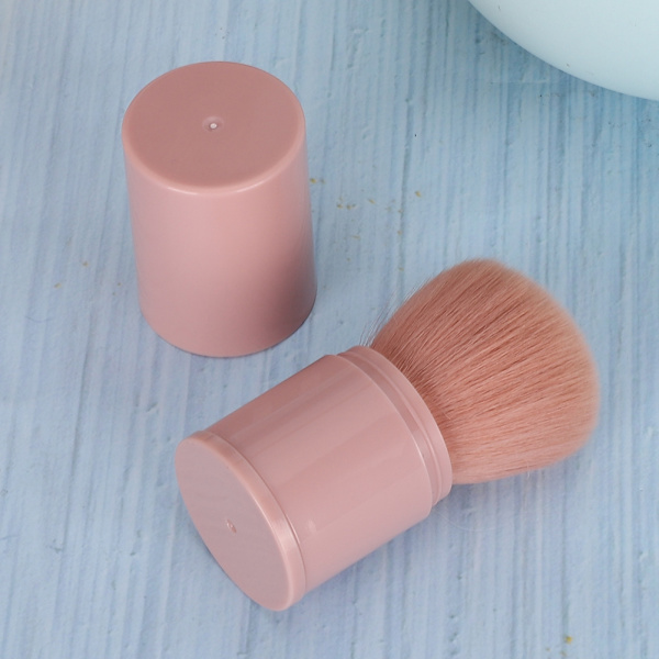 Retractable Makeup Brush Blush Powder Foundation Cosmetic Brush Women Beauty Tool (Pink)