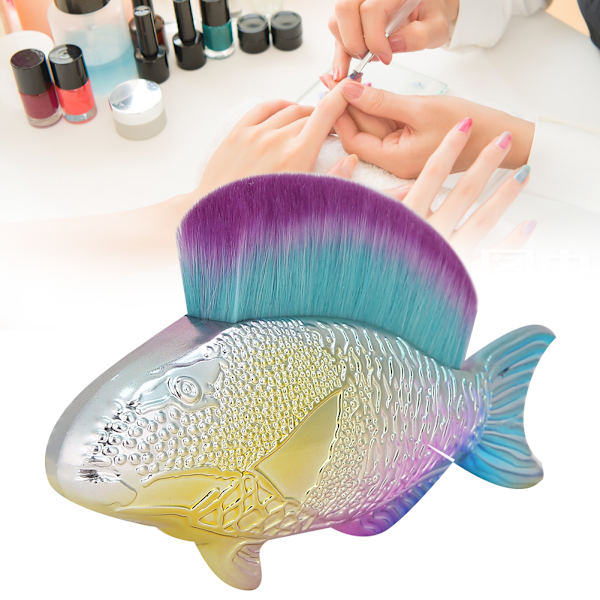 Multifunktionel fiskeformet neglebørste til fjernelse af neglepulver, neglebørste til manicure (lilla)