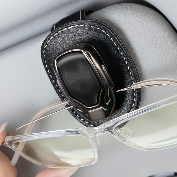 Lämplig för Au&di bilsolglasögonhållare, läderglasögonhållare Glasögonhållare för bilsolskydd Grey