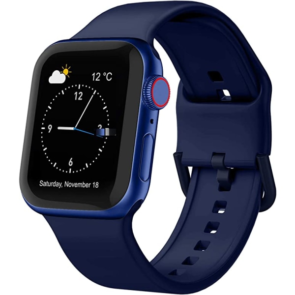 Apple Watch-armband i mjukt silikon, sportarmband, ersättningsarmband, lämplig för hela Iwatch-serien (midnattsblå 38/40/41 mm)