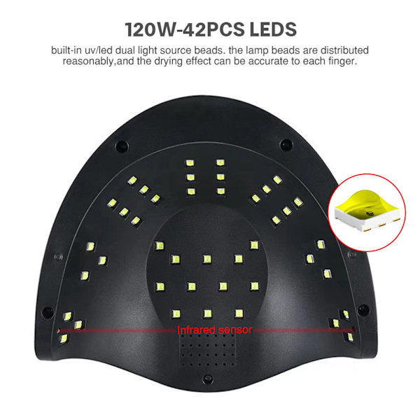 120W Bärbar LED-nagellampa Gelnagellack Torktumlare Snabbtorkande Nagelkonstmaskin