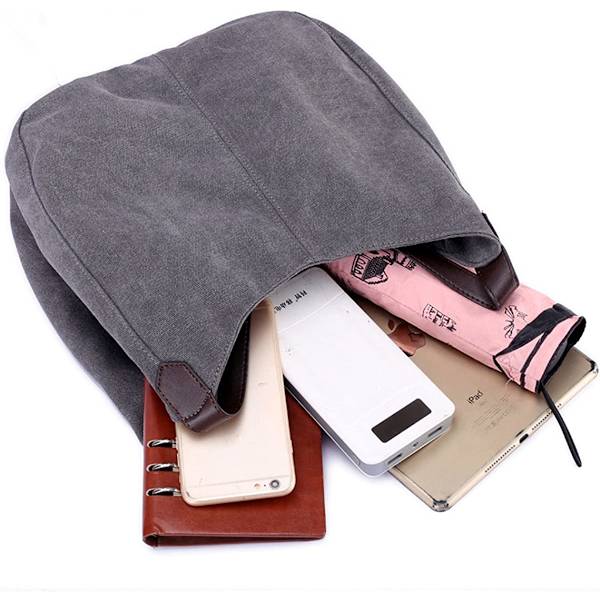 Mote Kvinner Multi-lomme Bomulls Canvas Håndvesker Skulder Vesker Totes Purses