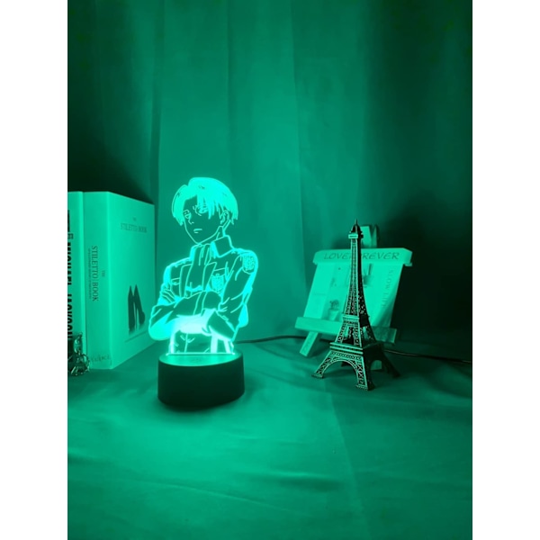 Anime Attack on Titan Akryl Bordlampe Kaptein Levi Ackerman Illusionsnattslys Figur 16 Farger s Sove for Hjem Romdekor K