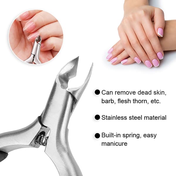 Neglebåndssaks i rustfrit stål, neglebåndsfjerner, negleplejeværktøj til manicure, sort