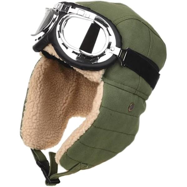 Aviator Hat Pilot Briller Pels Øreklapper Trooper Trapper Pilot Kasket til Mænd Kvinder, 02