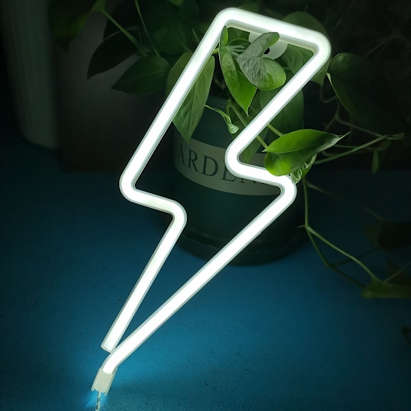Neon skylt blixt Neonljus skylt för väggdekor, USB eller batteridriven rosa LED blixt Neon skyltar（vit）