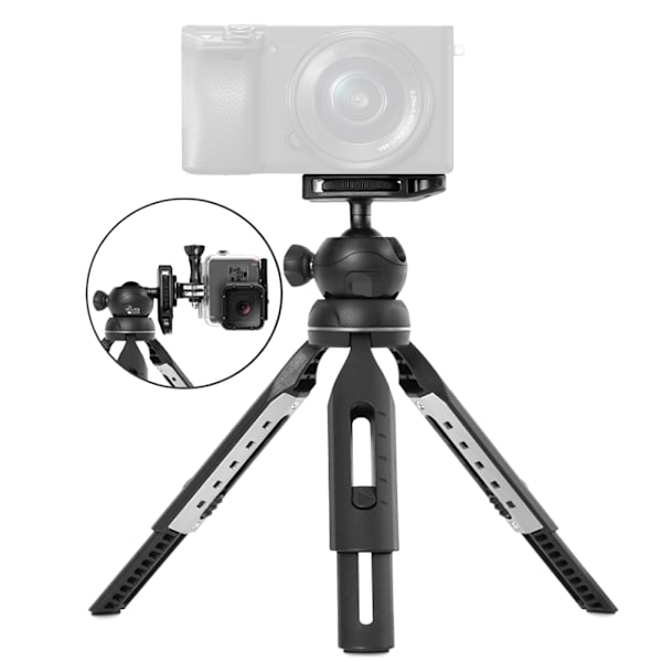 Svart bärbar mini 5-växlad justerbar skrivbordsstöd fäste stativ för smartphone rörelsekamera DSLR