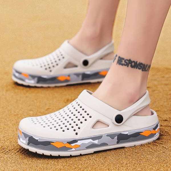 Unisex Garden Clogs Skor | Strandvattenskor | Slip on bekväma skor Luftkudde sandaler Tofflor-Vit(43 EU storlek)