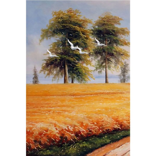 Countryside Wheat Field Väggkonst Print affisch, enkel modekonstteckningsdekor (set med 3 oinramade, 16''x20'')