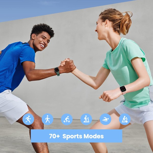 Mini Smart Watch GPS Fitness Tracker för män kvinnor, Alexa inbyggd, 14 dagars batteritid, 70+ sportlägen, blodsyrepuls sömnmonitorScre