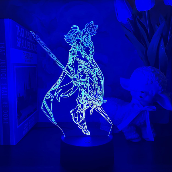 Anime Lampe Xiao Genshin Impact Figur Nattlys 3D Illusions Spill Lys for Soverom Innredning Led Lys Atmosfære Sengelampe Barn-Berøring C