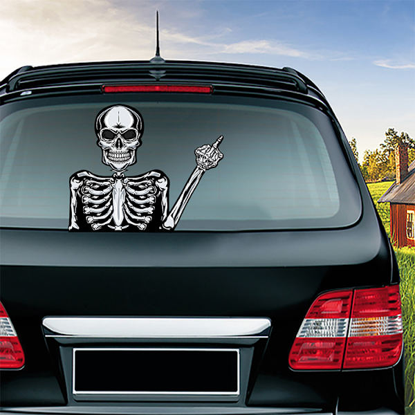 (1 pakkaus) Halloween-pyyhin tarra, joka poistaa auton takalasin pyyhin tarran Auton tarra koristelu (keskisormi luuranko pyyhin)