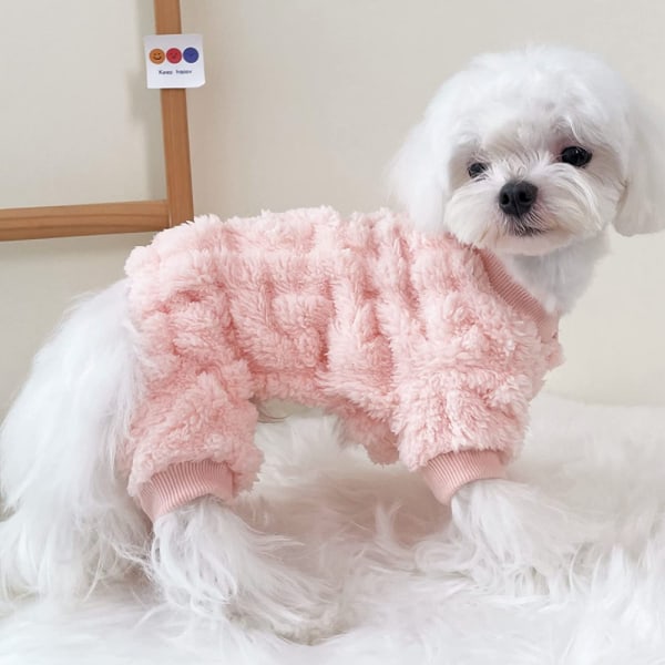 Plys Hund Pyjamas til Koldt Vejr 4 Ben Klæder Hund Kat Stræk Hvalp Killing Onesie med Knapper Varm Blød Kæledyr Jumpsuit Vinterfrakke (Størrelse M)