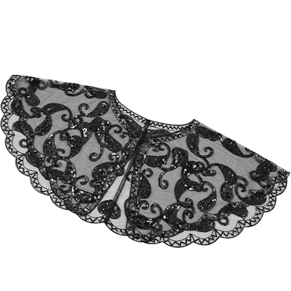 Kvinners 1920-talls Flapper-sjal, Sekvens- og Perlebesatte Sjal og Wraps for Kveld, Svart