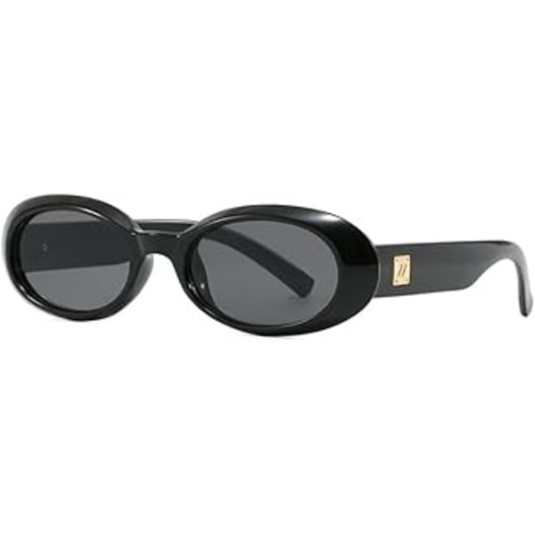 Retro Ovale Solbriller til Kvinder Mænd 90'er Vintage Små Glas UV400 Leopard Design Black/Gray