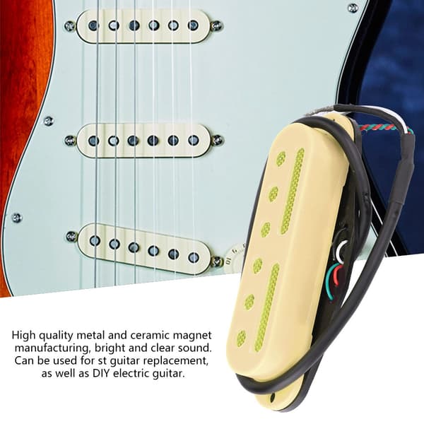 3 st/set enkel spole hals mitten bro SSS pickup för ST stil gitarr (beige)