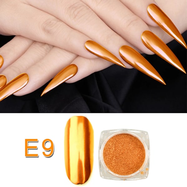 Nagelkonst Pigment Dekorationspulver Kameleont Manikyr Glitter Spegelpulver E9